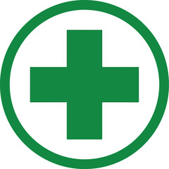 Obraz premium Medical Cross Icon. Green First Aid and Cannabis Sign Vector Illustration. Medical Plus Sign.