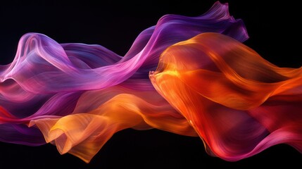 Fototapeta premium Abstract flowing fabric design, vibrant colors, dynamic movement, digital art, visual representation of fluidity, ideal for graphic design, fashion, or interior design