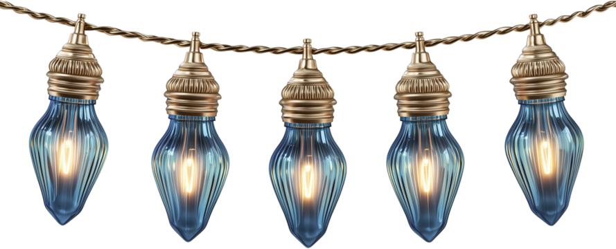 Hanukkah Festive String Lights with a Transparent Background Add a Touch of Holiday Cheer to Your Designs with these Elegant Decorations - Powered by Adobe