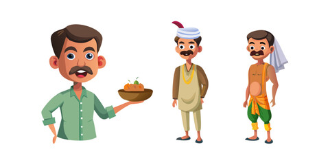 Indian village man cartoon character. moral stories for the best cartoon character vector