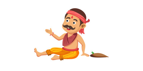 Indian village man cartoon character. moral stories for the best cartoon character vector