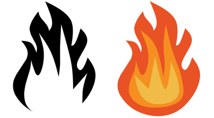 set of fire flames sign danger silhouette 