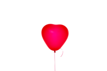Red heart balloon against a white background, isolated, PNG