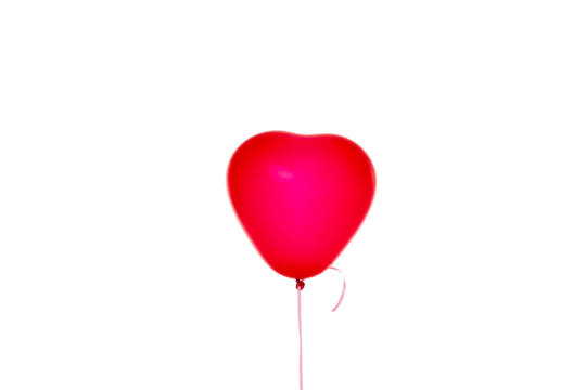 Red heart balloon against a white background, isolated, PNG - Powered by Adobe