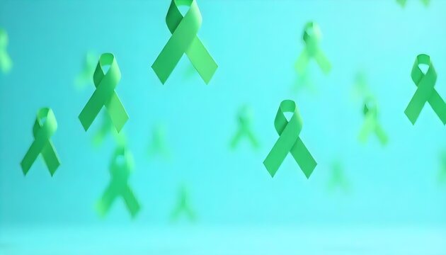 Green awareness ribbon on blue, highlighting Glaucoma Awareness Month and the need for regular eye examinations and screenings