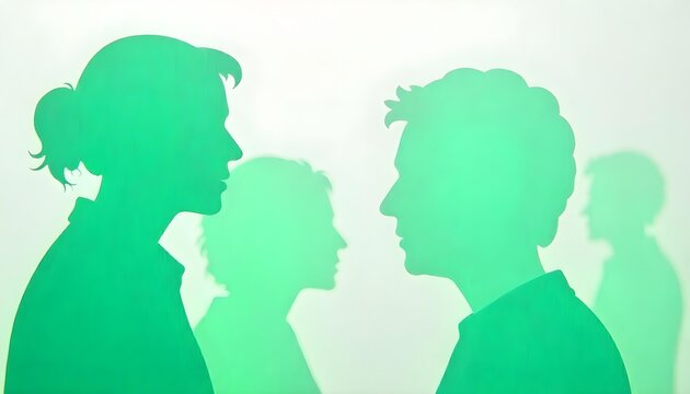 Silhouettes on a green backdrop, representing Glaucoma Awareness and the importance of eye health - Powered by Adobe