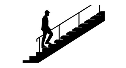 Silhouette of a man walking up a flight of stairs