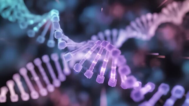 Dna Strand Rotating With Scientific Abstract Background Animation - Powered by Adobe