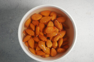 Soaked almonds ready for preparation and cooking