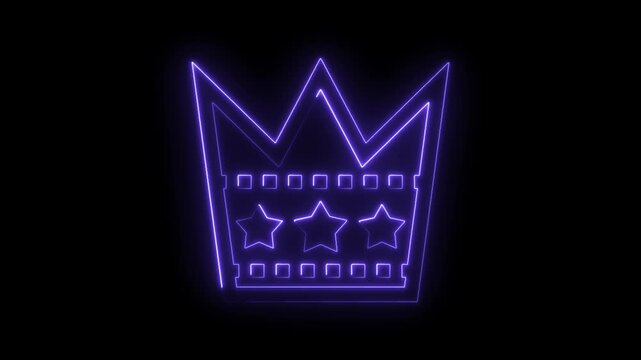 Glowing neon crown with stars in dark space perfect for royal themed graphics