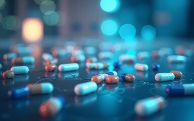 Background pharmaceutical research scientific banner abstract biotech. High quality