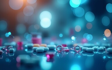 Background pharmaceutical research scientific banner abstract biotech. High quality