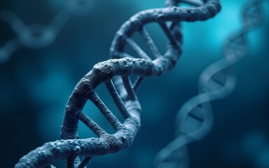 DNA double helix. DNA molecule structure. Medical science research of chromosome DNA genetic biotechnology in human genome cell. Science laboratory experiments analysis and genetic engineering study.