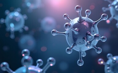 Molecular research. Scientific innovation. Molecule 3D illustration. Abstract molecular lattice, cellular structure. Transparent elements with a glossy effect. High quality