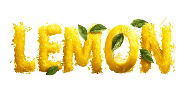 Lemon text effect isolated on transparent background.