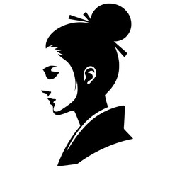 Silhouette portrait of a woman in kimono