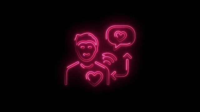 Neon valentine day heart communication of love transferring with connection symbol - Powered by Adobe