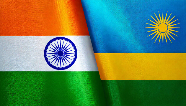 インドの国旗とルワンダの国旗(India Flag & Rwanda flag.)
