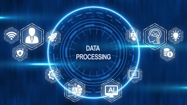 Digital data processing concept with artificial intelligence and futuristic technology - Powered by Adobe