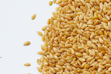 Organic golden flaxseeds, rich in omega-3, fiber, and antioxidants