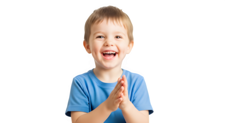 A joyful boy clapping his hands