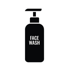 Black Silhouette Icon of a Face Wash Pump Bottle