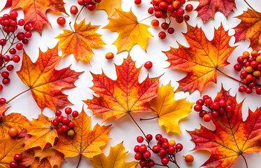 A close up view of vibrant orange and red maple leaf