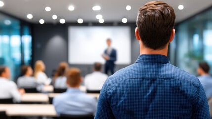 Presentation skills workshop corporate training room educational event professional environment attendee's perspective skill development focus