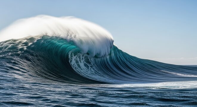 Powerful ocean wave cresting - Powered by Adobe