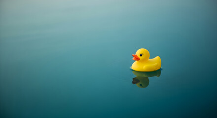 Rubber duck on water in calm style