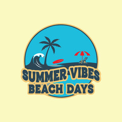 Obraz premium Retro Summer Beach Sunburst Graphic Design T-Shirt.eps