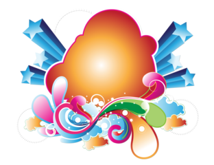 Abstract background with colorful shapes and stars