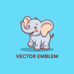 Fototapeta premium This endearing cartoon elephant features soft blue shades and a friendly demeanor, making it a heartwarming representation of joy and companionship for various creative projects.