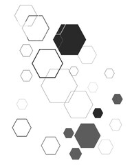 Abstract geometric hexagon shapes on dark background