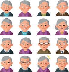 Pixel Art Elderly People Avatars with Diverse Emotions and Styles