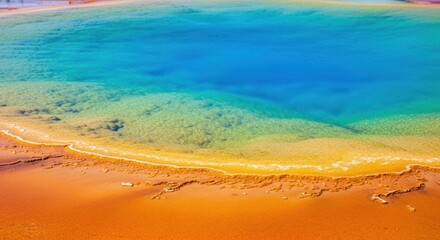 Vibrant hot spring, colorful mineral deposits