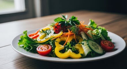 Vibrant vegetable salad on a plate