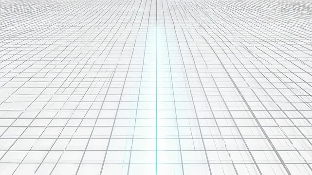 Abstract digital grid landscape with fading pointillist particles and blue light streak