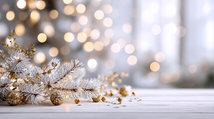 Blurred Warm Cozy Kitchen Christmas Tree Bokeh