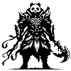 Panda knight silhouette vector design
