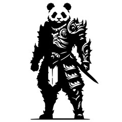 Panda knight silhouette vector design