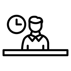 Late Night Work Vector Line Icon Design