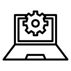 Business Laptop Vector Line Icon Design