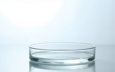 Empty glass petri dish on transparent background for scientific or medical use. High quality