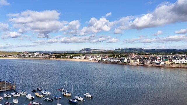 Aerial Panoramic View of Fife Coastal Village and Harbor
