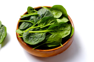 Spinach leaves isolated on white background