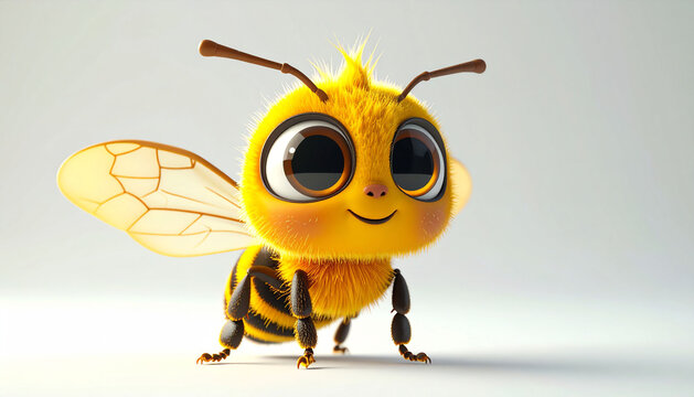 3D Bee on White Background