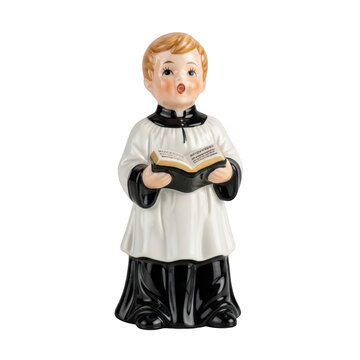 Ceramic figurine of a young choir boy in religious attire