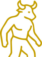 Dynamic Golden Minotaur Line Art Illustration Ancient Mythology Inspired Design
