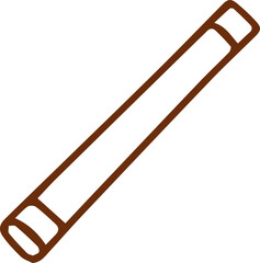 Simple brown outline drawing of a basic cylindrical stick or tube object with rounded ends
